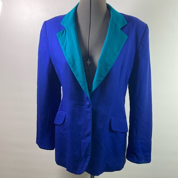 Hugo Buscati Jackets & Blazers - Hugo Buscati Milano Vintage Blazer Blue & Green Wool Gaberdine Made in U.S.A.